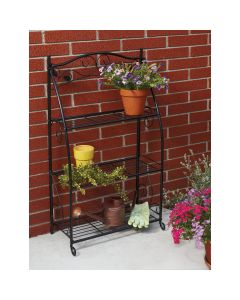 Best Garden Black Powder-Coat Steel 38 In. H. 3-Shelf Indoor/Outdoor Plant Stand