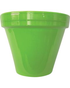 Ceramo Spring Fever 6-1/2 In. H. x 5-1/2 In. Dia. Bright Green Clay Flower Pot