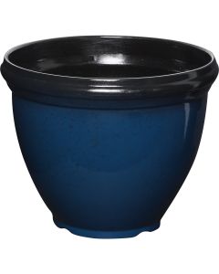 Southern Patio Heritage 12 In. Dia. x 9.6 In. H. Monaco Blue Resin Planter