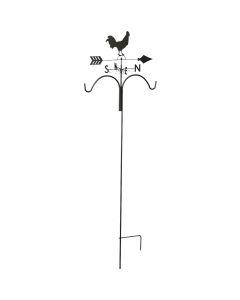 Panacea 78 In. Brown Steel Rooster Weathervane Double Shepherd Hook