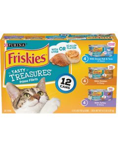 Purina Friskies Tasty Treasures Ocean Fish & Tuna/Chicken/Turkey Variety Pack Adult Wet Cat Food (12-Pack)