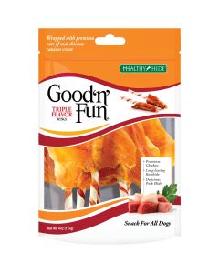 Healthy Hide Good 'n Fun Triple Flavor Wings Beef, Pork, & Chicken Dog Treat, 4 Oz.