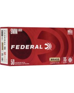 Federal Champion 9mm Luger 115 Grain FMJ RN Brass Centerfire Ammunition Cartridges