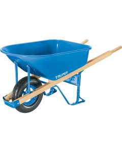 Truper 6 Cu. Ft. Steel Heavy Duty Wheelbarrow with Flat Free Tire