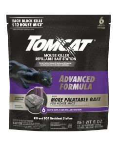 Tomcat Advanced Formula Refillable Mouse Bait Station - 6 Blocks Baits & 1 Refillable Station