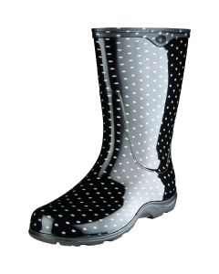 Sloggers Women's Size 7 Black w/White Polka Dots Rain & Garden Rubber Boot