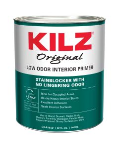 Kilz Original Low Odor Oil-Based Interior Primer Sealer Stainblocker, White, 1 Qt.