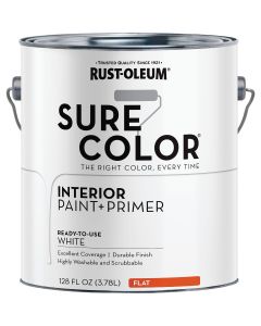 Rust-Oleum Sure Color Flat White Interior Wall Paint and Primer, Gallon