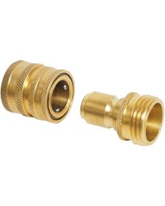 Apache 1 Male, 1 Female Brass Garden Hose Quick Connect Connector Set