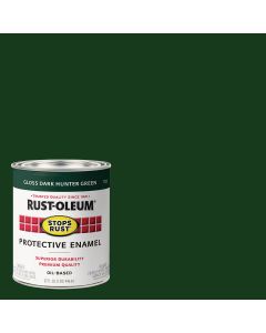 Rust-Oleum Stops Rust Oil Based Gloss Protective Rust Control Enamel, Dark Hunter Green, 1 Qt.