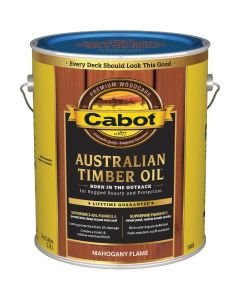 Cabot Australian Timber Oil Water Reducible Translucent Exterior Oil Finish, Mahogany Flame, 1 Gal.