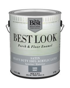 Best Look 1 Gal. Dark Gray Heavy-Duty Acrylic Latex Satin Porch & Floor Enamel