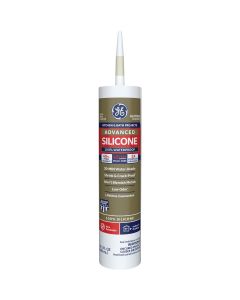 GE Advanced Silicone Kitchen & Bath Sealant, Almond, 10.1  Oz. Cartridge