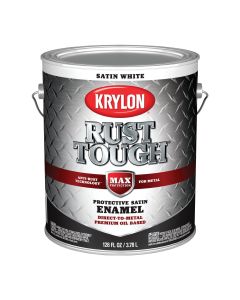 Krylon Rust Tough Oil-Based Satin Rust Control Enamel, White, 1 Gal.