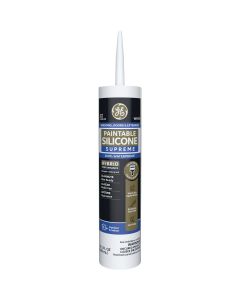 GE Paintable Silicone Supreme Window & Door Sealant, White, 10.1 Oz.