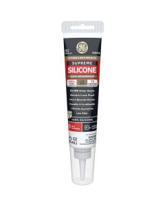 GE Supreme Silicone Kitchen & Bath Sealant- Squeeze, White, 2.8 Oz.