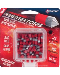 Crosman PowerShot Penetrators .22 Cal. Pointed 16.7 Grain Pellet Ammunition (100-Pack)