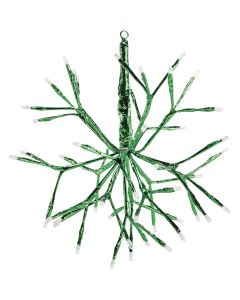 Alpine 10 In. LED 48-Bulb Green Hanging Twig Snowflake Ornament Light Decoration