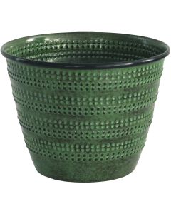 Robert Allen Cobblestone 4.75 In. x 6.38 In. x 6.38 In. Metal Kale Green Planter