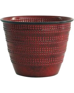 Robert Allen Cobblestone 4.75 In. x 6.38 In. x 6.38 In. Metal Sangria Red Planter