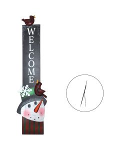 Alpine 2 In. W. x 47 In. H. x 11 In. L. Snowman with Long Hat Welcome Porch Greeter Sign withEasel