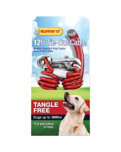 Westminster Pet Ruffin' it Tangle Free Large Dog Tie-Out Cable, 12 Ft.