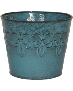 Robert Allen Fleur De Lis 10 In. Metal Surf Blue Planter