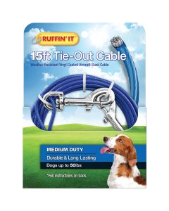 Westminster Pet Ruffin' it Medium-Duty Medium Dog Tie-Out Cable, 15 Ft.