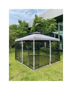 Outdoor Expressions 13 Ft. x 13 Ft. Gray & Matte Black Steel Gazebo