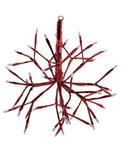 Alpine 10 In. LED 48-Bulb Red Hanging Twig Snowflake Ornament Light Decoration