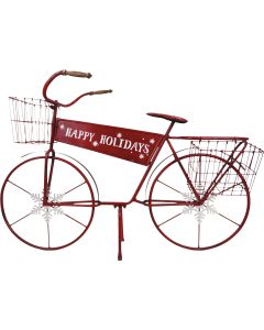 Alpine 14 In. W. x 31 In. H. x 45 In. L. Happy Holidays Red Metal Bicycle Holiday Decoration