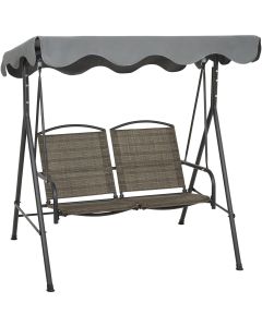 Outdoor Expressions 2-Person 61.41 In. W. x 64.96 In. H. x 47.24 In. D. Brown Patio Swing