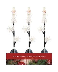 Alpine 34 In. LED Solar Snowman & Snowflake Holiday Garden Stake