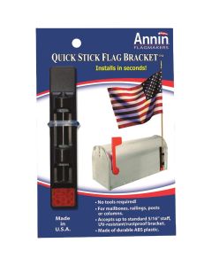 Annin Quick Stick 1-Position 5/16 In. Plastic Black Flag Pole Bracket