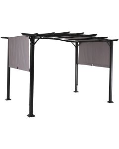 Outdoor Expressions 8.8 Ft. W. x 7.5 Ft. H. x 11.5 Ft. L. Black Steel Pergola