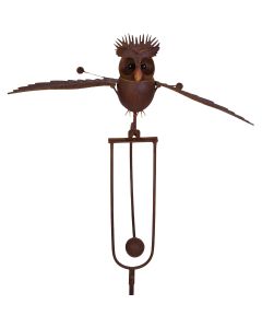 Terre Verde 44 In. Steel Rocking Owl with Pompadour Stake