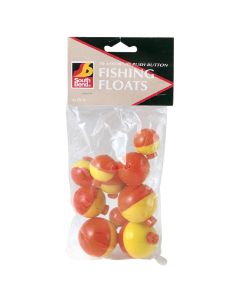 SouthBend Assorted Sizes Fluorescent Yellow & Orange Push-Button Fishing Bobber Float (10-Pack)