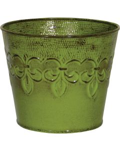 Robert Allen Fleur De Lis 10 In. Metal Tansy Green Planter