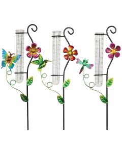 Exhart 14 In. Mini Rain Gauge Stake with Flowers