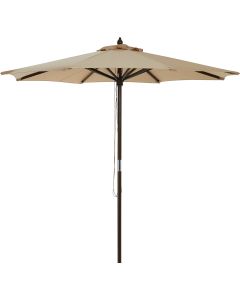 Outdoor Expressions 7.5 Ft. Pulley Tan Market Patio Umbrella with Chrome Plated Hardware