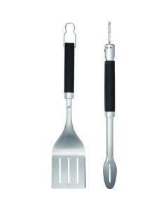 Weber Precision Non-Slip Grip Stainless Steel 2-Piece Grill Tongs & Spatula Set