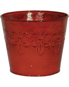 Robert Allen Fleur De Lis 10 In. Metal Cayenne Red Planter