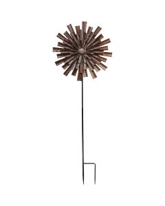 Alpine 81 In. H. Bronze Floral Kinetic Windspinner Garden Stake