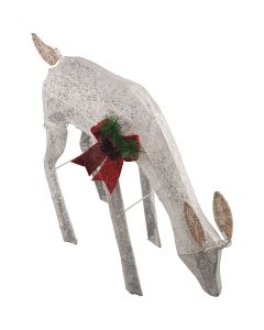 Alpine 28 In. Cool White LED White Mesh Grazing Deer Lighted Decoration