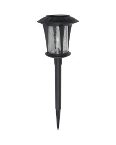 Fusion Black 3 Lumens Plastic Stake Crackle Glass Lens Solar Path Light