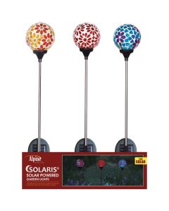 Alpine Mosaic Glass Daisy 32 In. H. Solar Stake Light