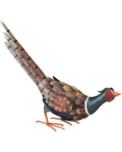 Regal Art & Gift Metal Pheasant Lawn Ornament, Leaning Down