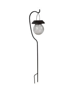 Fusion Black Stainless Steel Shepherd's Hook Hanging Crackle Ball Solar Path Light