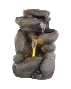 Lumineo 14.2 In. W. x 20.9 In. H. x 10.6 In. L. Glassfiber Reinforced Concrete Stone Waterfall Fountain