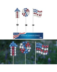 Alpine Solaris Metal Patriotic Solar Garden Stake